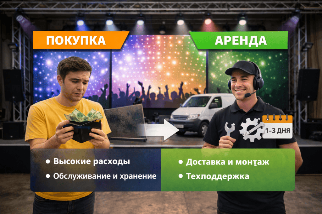 Сравнение покупки и аренды LED-экрана для мероприятия